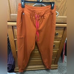 Figs Orange Women's Pants with Pink Drawstring